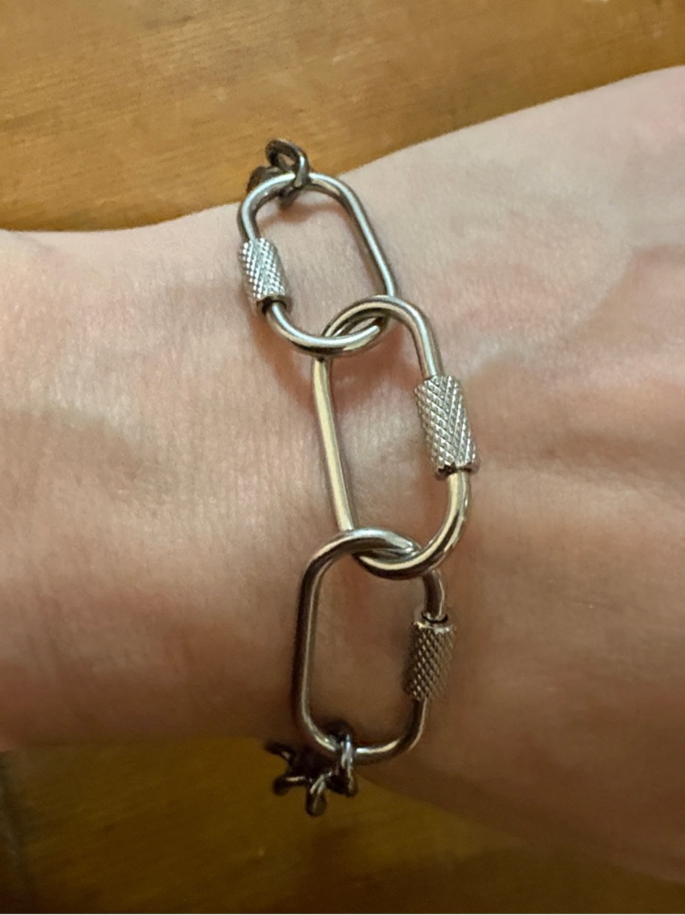 Hand-Crafted Chunky Silver Carabiner Bracelet